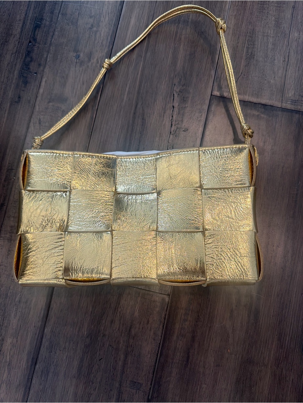 Authentic Bottega Veneta gold cassette pouch